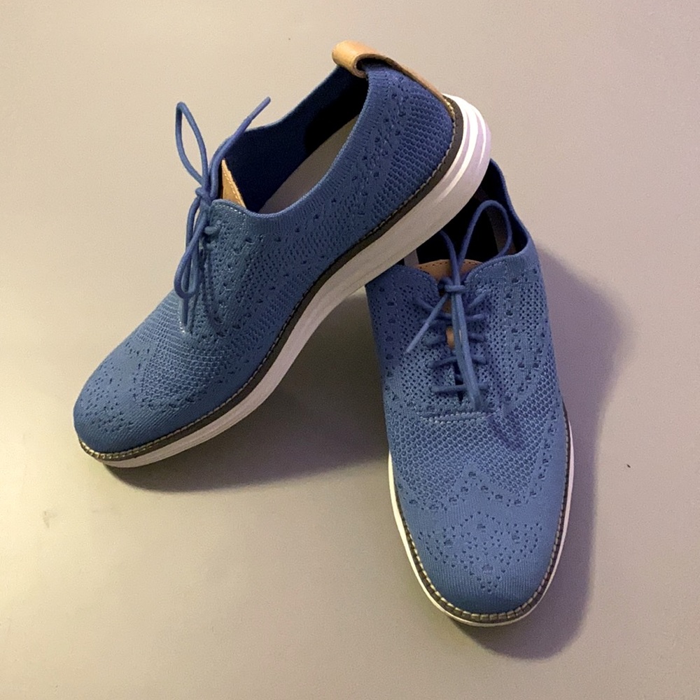Blue Cole Haan Original Grand Stitchlight Wingtip Oxford Shoes